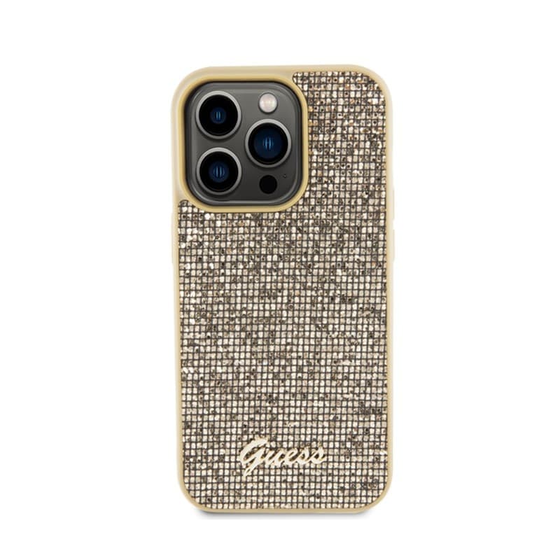 Guess Disco Metal Script - Case for iPhone 15 Pro (Gold) - 3