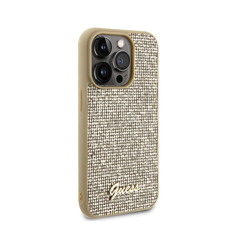 Guess Disco Metal Script - Case for iPhone 15 Pro (Gold) - 4
