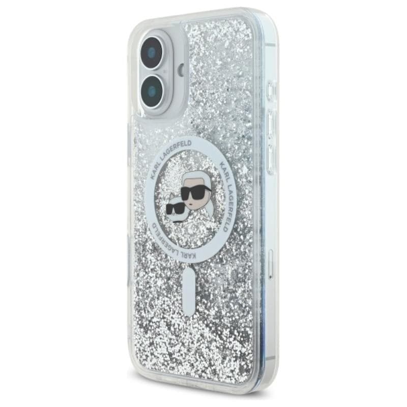 Karl Lagerfeld Liquid Glitter Karl & Choupette Head MagSafe - Case for iPhone 16 Plus (transparent) - 2
