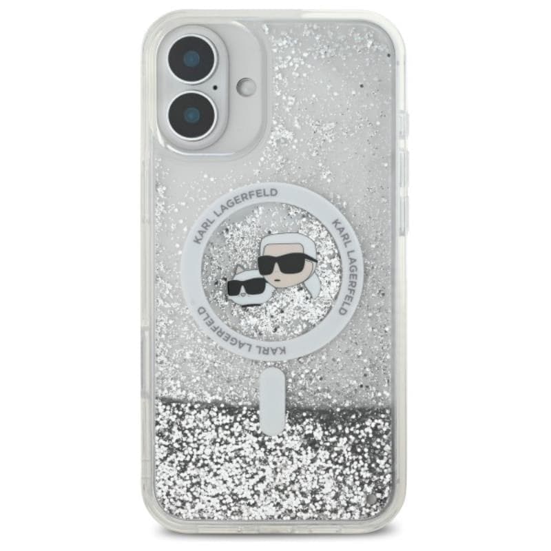 Karl Lagerfeld Liquid Glitter Karl & Choupette Head MagSafe - Case for iPhone 16 Plus (transparent) - 3