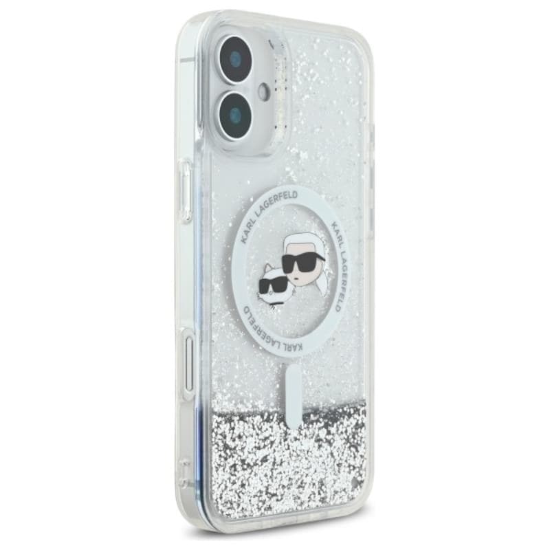 Karl Lagerfeld Liquid Glitter Karl & Choupette Head MagSafe - Case for iPhone 16 Plus (transparent) - 4