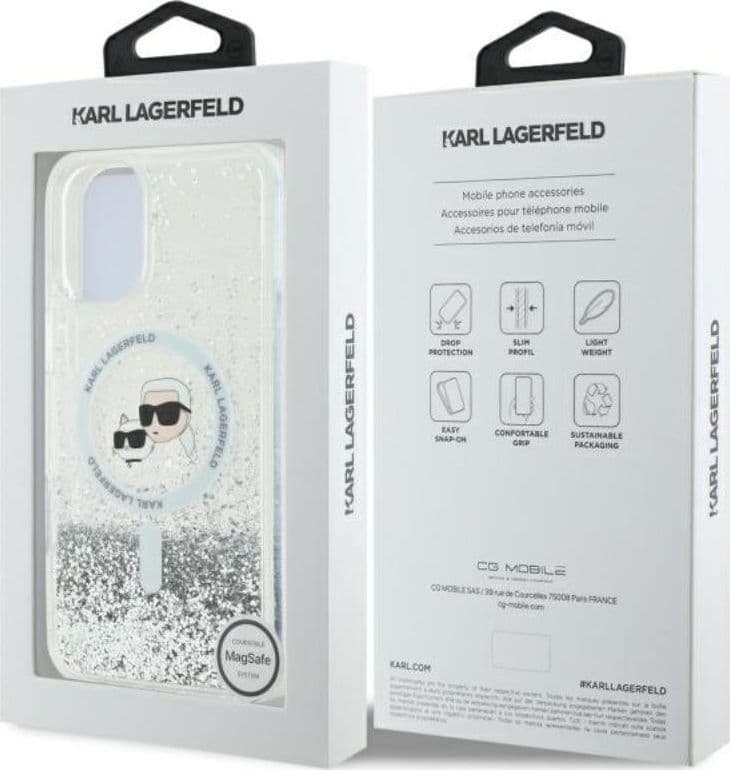 Karl Lagerfeld Liquid Glitter Karl & Choupette Head MagSafe - Case for iPhone 16 Plus (transparent) - 8