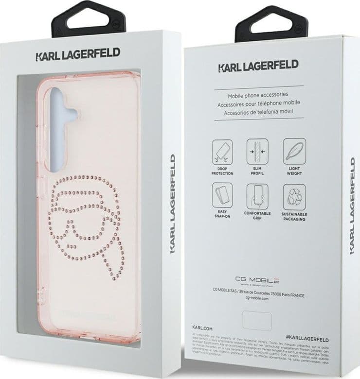 Karl Lagerfeld Rhinestones Karl Head Logo - Case for Samsung Galaxy S25 (Pink) - 8