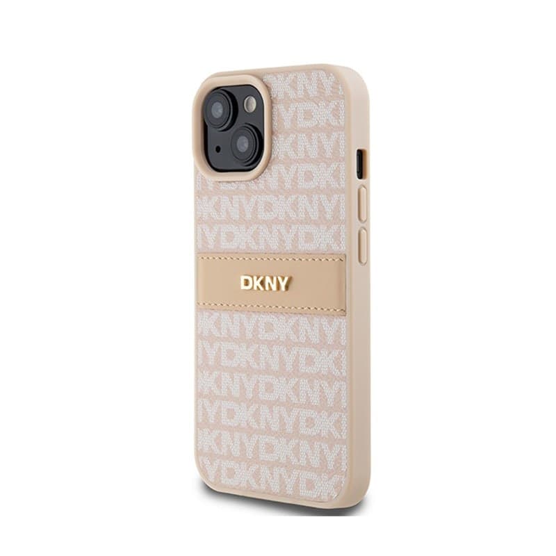 DKNY Leather Mono Stripe & Metal Logo - Case for iPhone 15 / 14 / 13 (pink) - 2