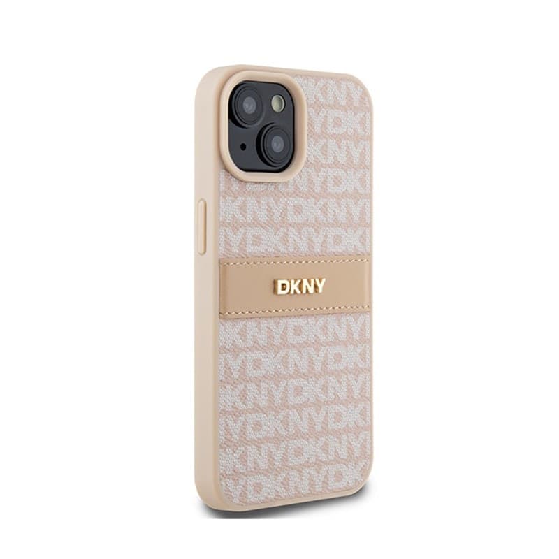 DKNY Leather Mono Stripe & Metal Logo - Case for iPhone 15 / 14 / 13 (pink) - 4