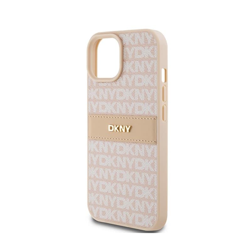 DKNY Leather Mono Stripe & Metal Logo - Case for iPhone 15 / 14 / 13 (pink) - 6