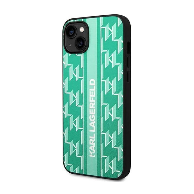 Karl Lagerfeld Monogram Stripe - Case for iPhone 14 Plus (Green) - 2