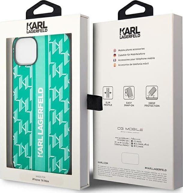 Karl Lagerfeld Monogram Stripe - Case for iPhone 14 Plus (Green) - 8