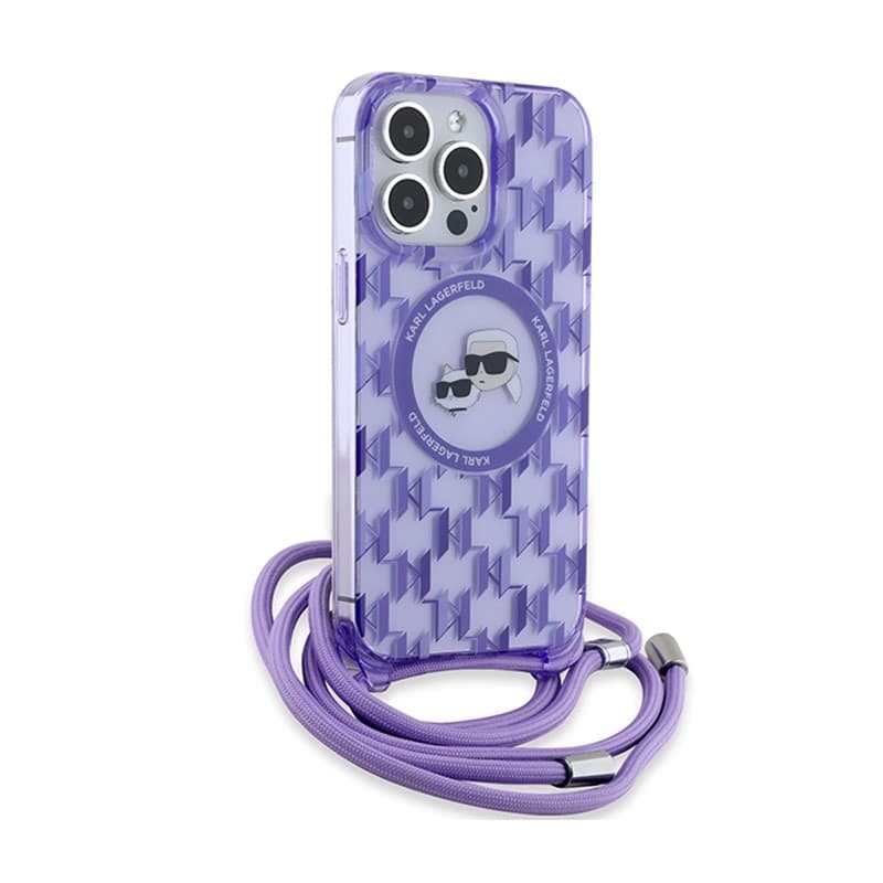 Karl Lagerfeld IML Crossbody Monogram Karl & Choupette Head MagSafe - Case for iPhone 15 Pro Max (Purple) - 3
