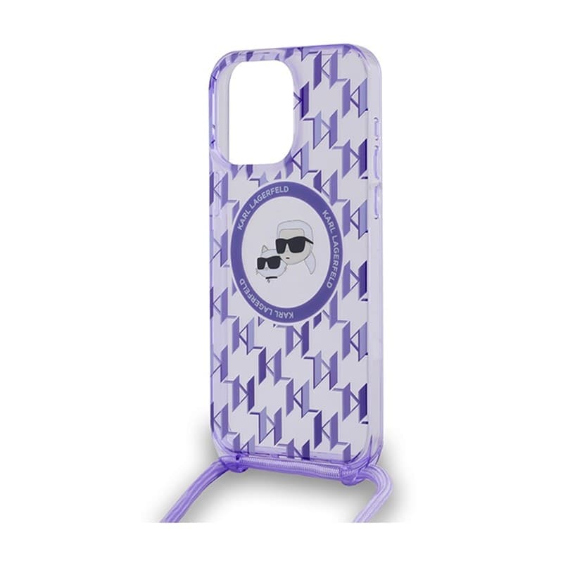 Karl Lagerfeld IML Crossbody Monogram Karl & Choupette Head MagSafe - Case for iPhone 15 Pro Max (Purple) - 5