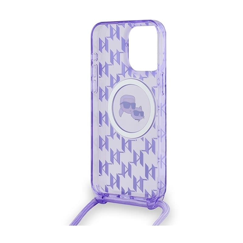 Karl Lagerfeld IML Crossbody Monogram Karl & Choupette Head MagSafe - Case for iPhone 15 Pro Max (Purple) - 6