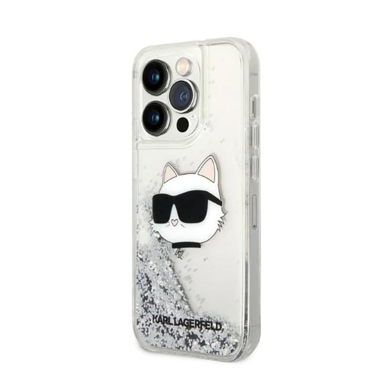 Karl Lagerfeld Liquid Glitter NFT Choupette Head - Case for iPhone 14 Pro (Silver) - 2