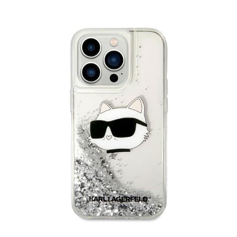 Karl Lagerfeld Liquid Glitter NFT Choupette Head - Case for iPhone 14 Pro (Silver) - 3