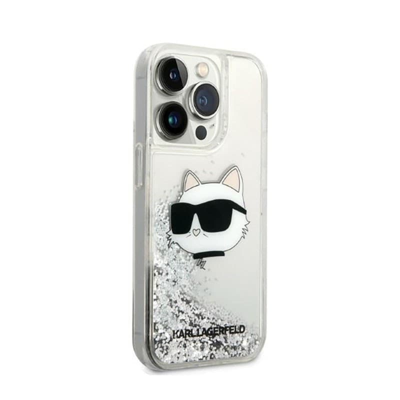 Karl Lagerfeld Liquid Glitter NFT Choupette Head - Case for iPhone 14 Pro (Silver) - 4