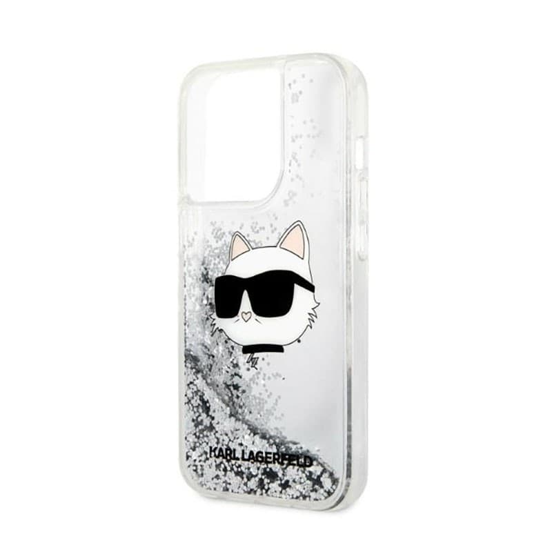 Karl Lagerfeld Liquid Glitter NFT Choupette Head - Case for iPhone 14 Pro (Silver) - 6