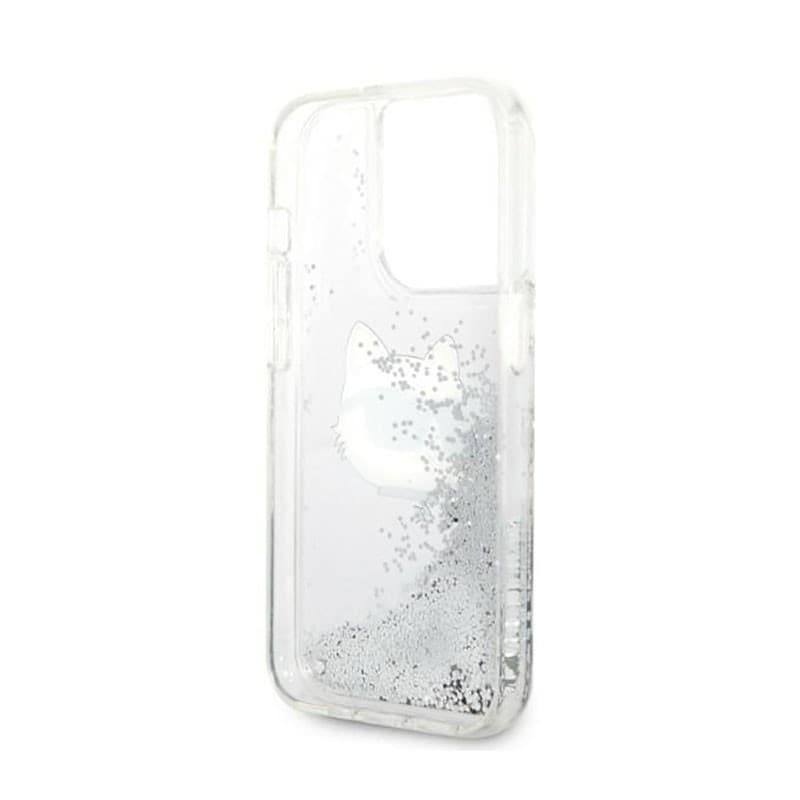 Karl Lagerfeld Liquid Glitter NFT Choupette Head - Case for iPhone 14 Pro (Silver) - 7