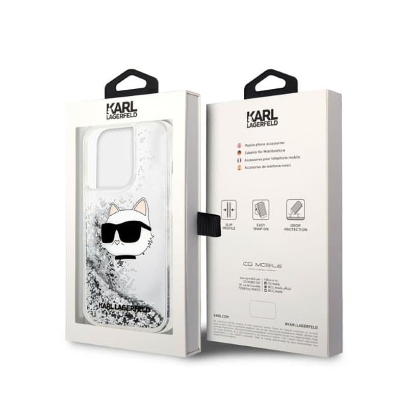 Karl Lagerfeld Liquid Glitter NFT Choupette Head - Case for iPhone 14 Pro (Silver) - 8