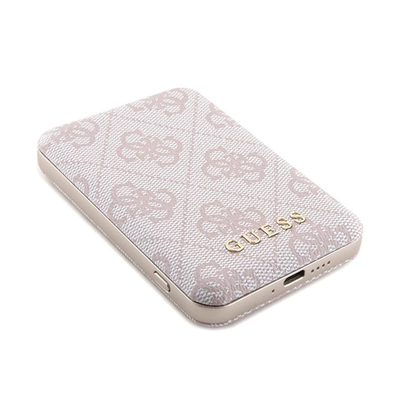 Guess Bundle Pack MagSafe 4G Metal Gold Logo - Case set + Power Bank 5000mAh MagSafe iPhone 14 Pro (pink) - 10