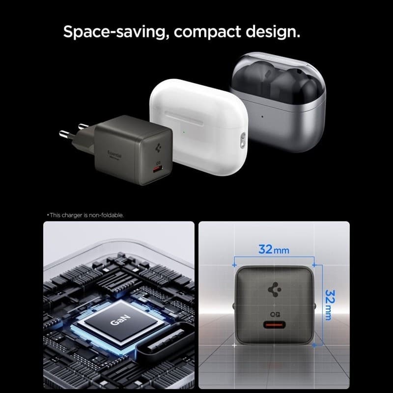 Caricabatterie da parete Spigen Essential EE301EU GaN - USB-C PD PPS 30W (Gunmetal) - 4