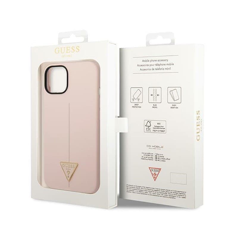 Guess Silicone Triangle Logo - Case for iPhone 14 Plus (Pink) - 8