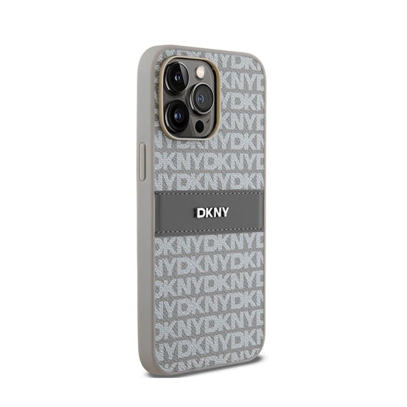 DKNY Leather Mono Stripe & Metal Logo - iPhone 14 Pro Case (beige) - 4