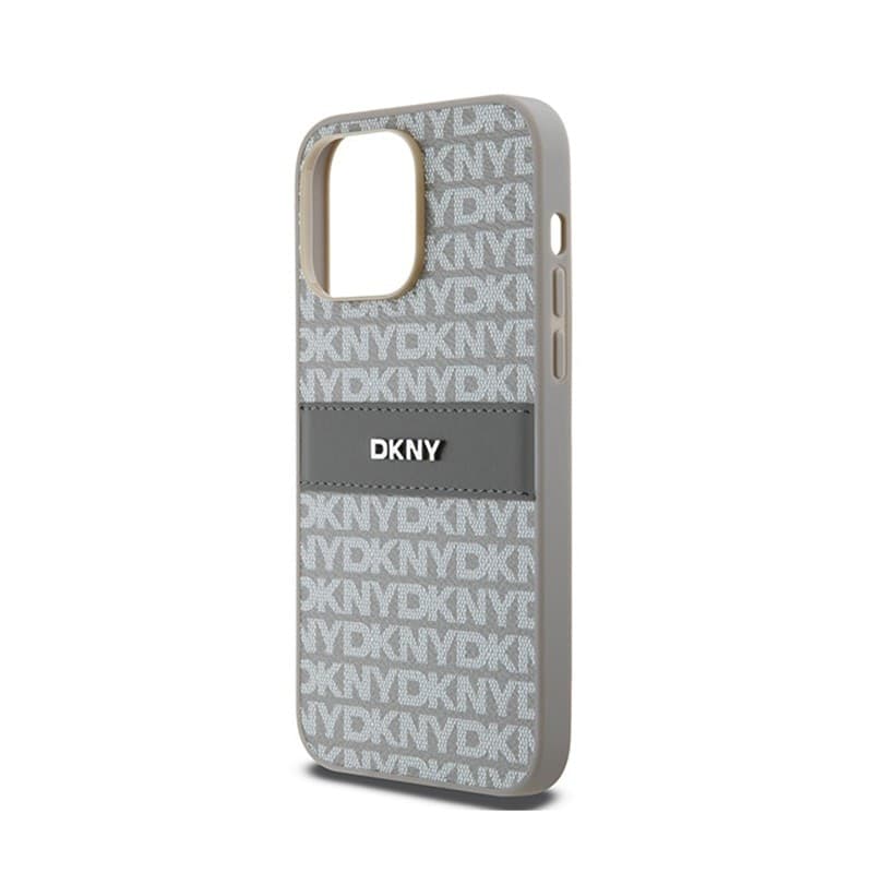 DKNY Leather Mono Stripe & Metal Logo - iPhone 14 Pro Case (beige) - 6