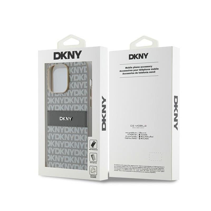 DKNY Leather Mono Stripe & Metal Logo - iPhone 14 Pro Case (beige) - 8