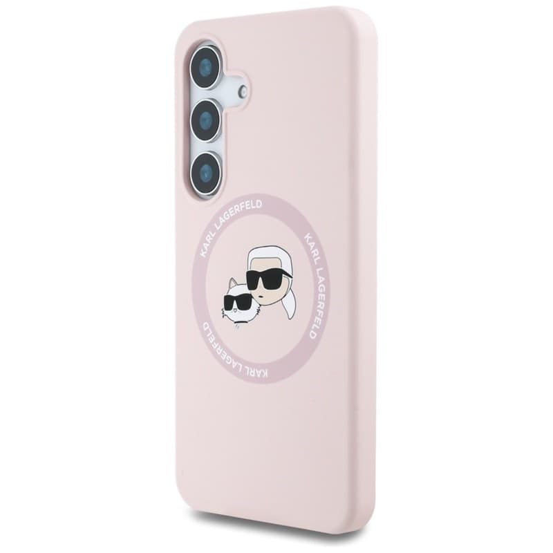 Karl Lagerfeld Silicone Double Heads And Circle MagSafe - Case for Samsung Galaxy S25+ (Pink) - 2