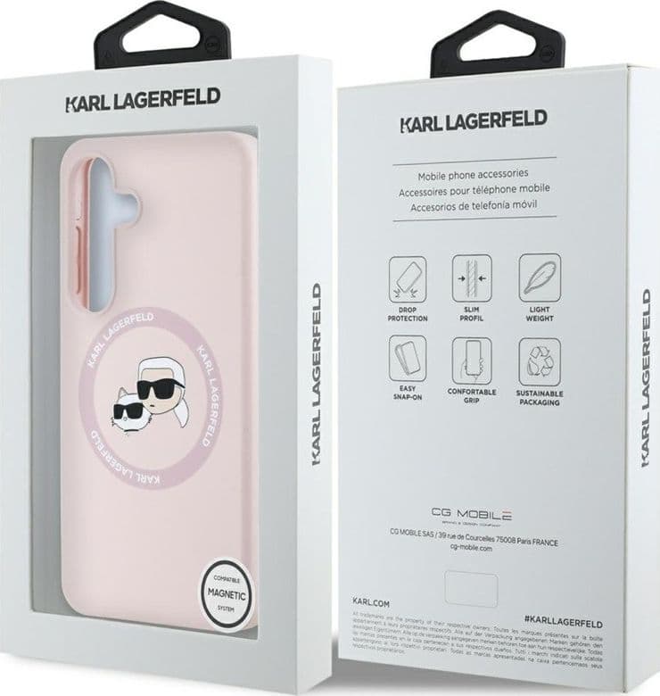 Karl Lagerfeld Silicone Double Heads And Circle MagSafe - Case for Samsung Galaxy S25+ (Pink) - 8