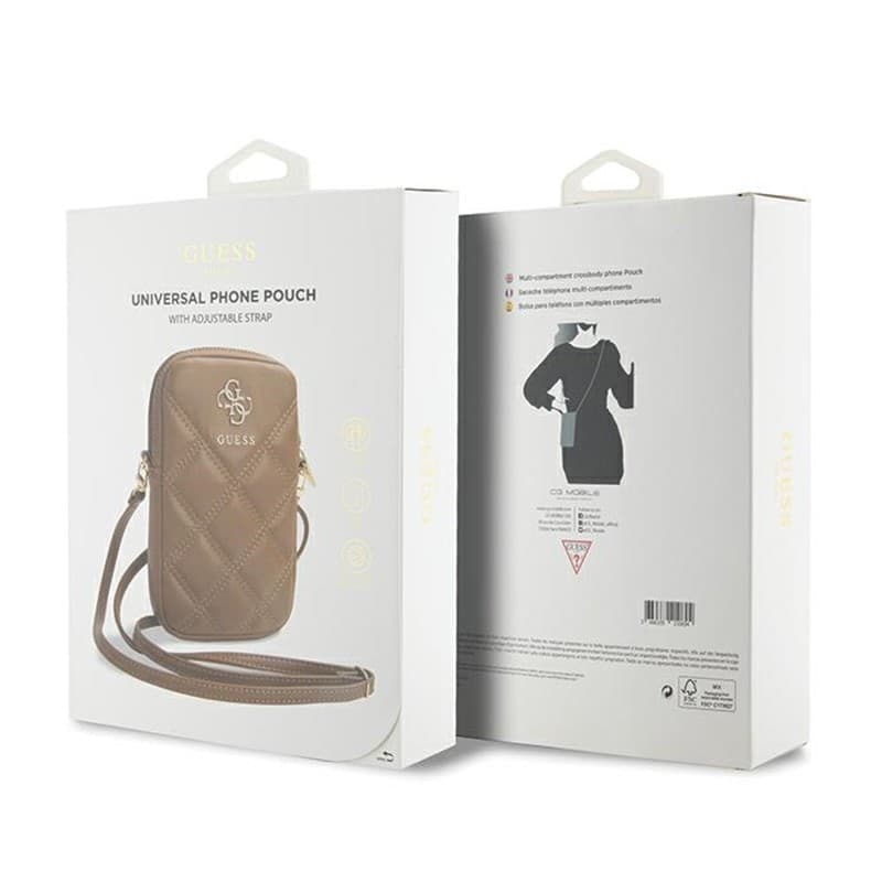 Guess Zip Quilted 4G - Phone bag (brown) - 5