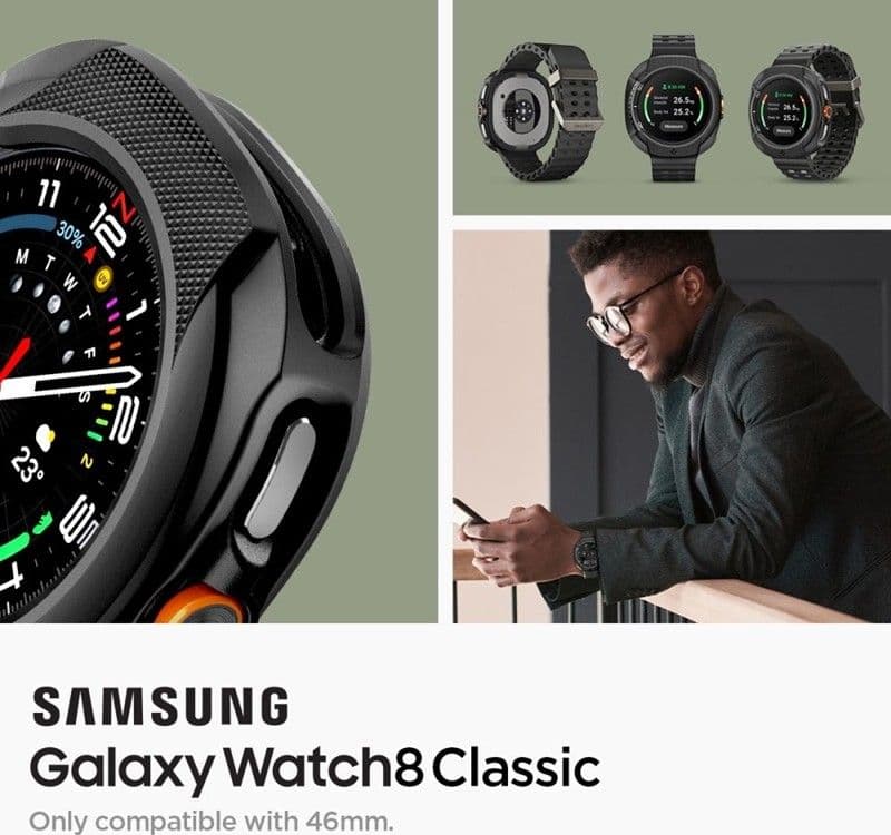 Spigen Liquid Air - Case for Samsung Galaxy Watch 8 Classic 46 mm (Matte Black) - 9