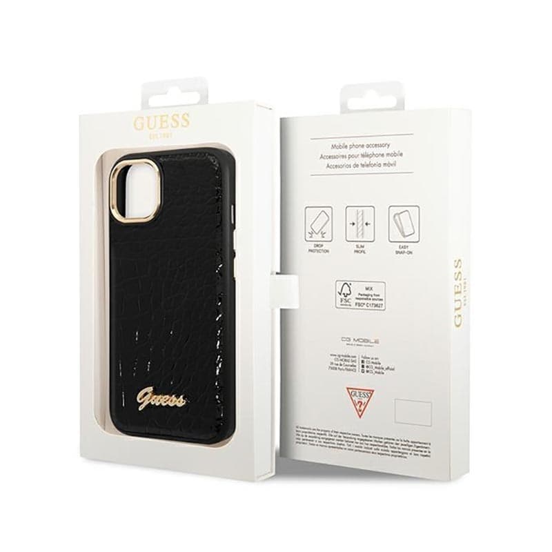 Guess Croco Collection - Case for iPhone 14 Plus (Black) - 8