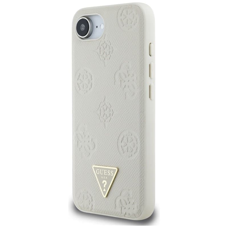 Guess Grained Hot Stamp Peony Triangle Logo MagSafe - Case for iPhone 16e (beige) - 2