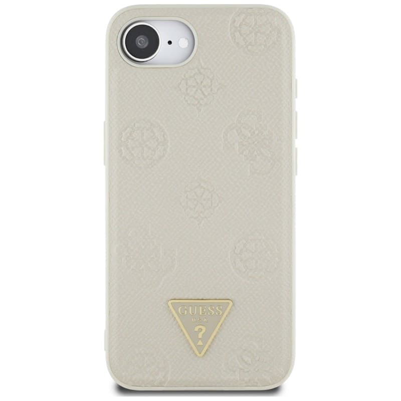 Guess Grained Hot Stamp Peony Triangle Logo MagSafe - Case for iPhone 16e (beige) - 3
