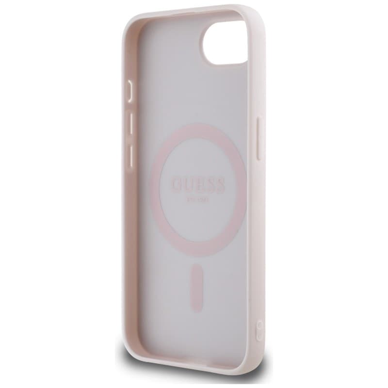 Guess Grained Hot Stamp Peony Triangle Logo MagSafe - Case for iPhone 16e (beige) - 7