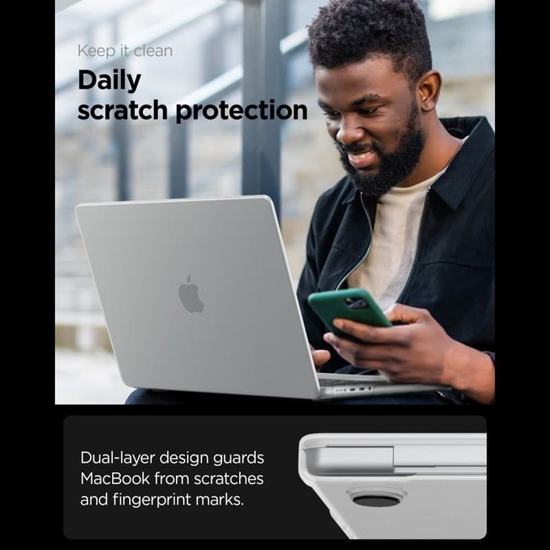 Spigen AirSkin - Custodia per MacBook Pro 16" (M5/M4/M3/M2/M1/2026-2021) (Trasparente satinato) - 10