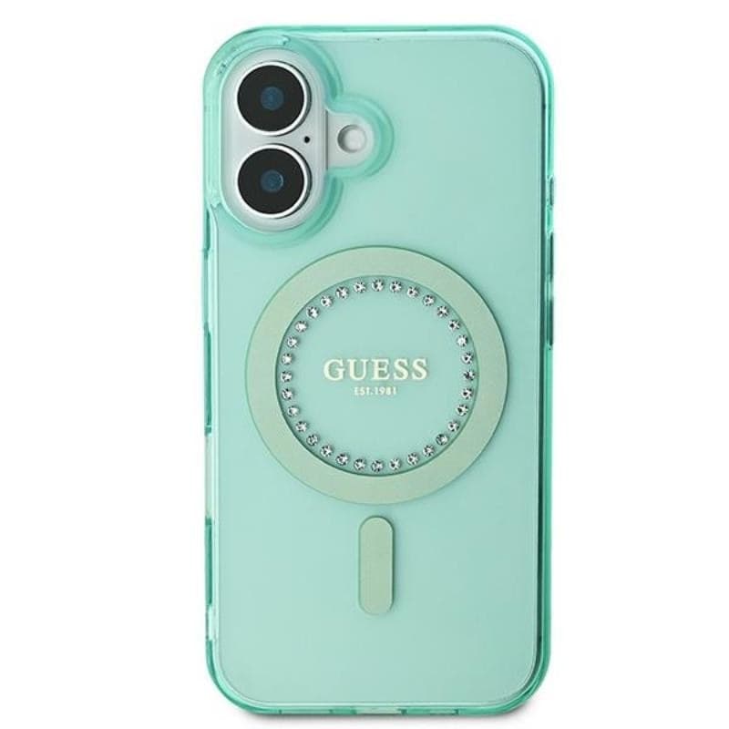 Guess IML Rhinestones MagSafe - Case for iPhone 16 Plus (Green) - 3