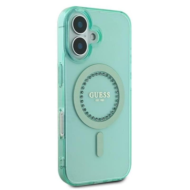 Guess IML Rhinestones MagSafe - Case for iPhone 16 Plus (Green) - 4