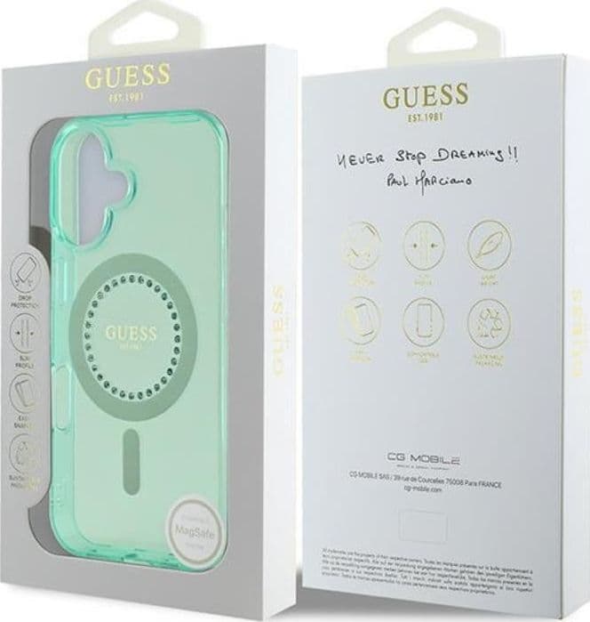 Guess IML Rhinestones MagSafe - Case for iPhone 16 Plus (Green) - 8