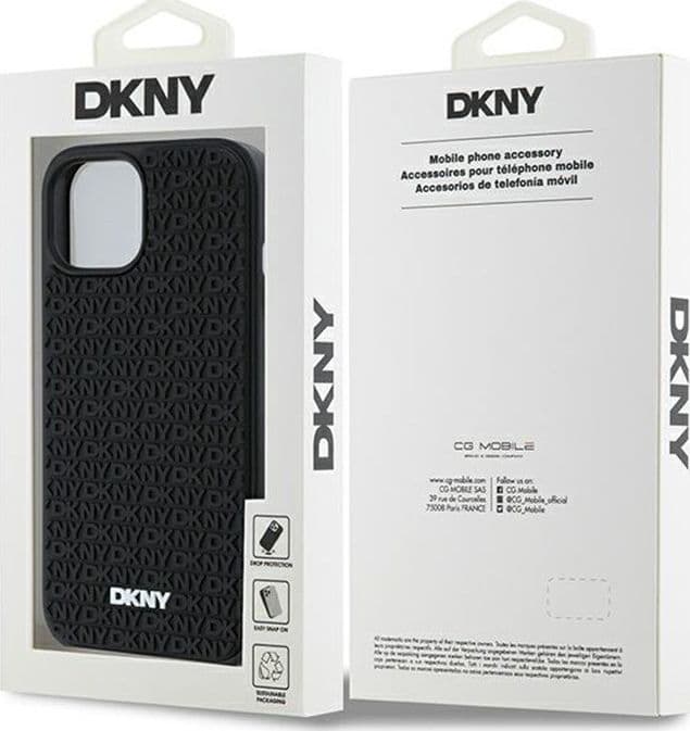 DKNY 3D Rubber Repeat Pattern - Case for iPhone 15 / 14 / 13 (Black) - 8
