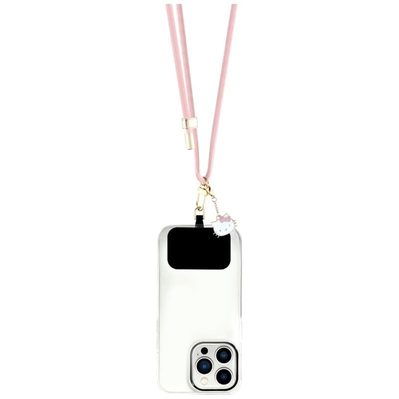 Hello Kitty Patch & Kitty Head Charm - Universal Phone Strap / Lanyard (Pink) - 2