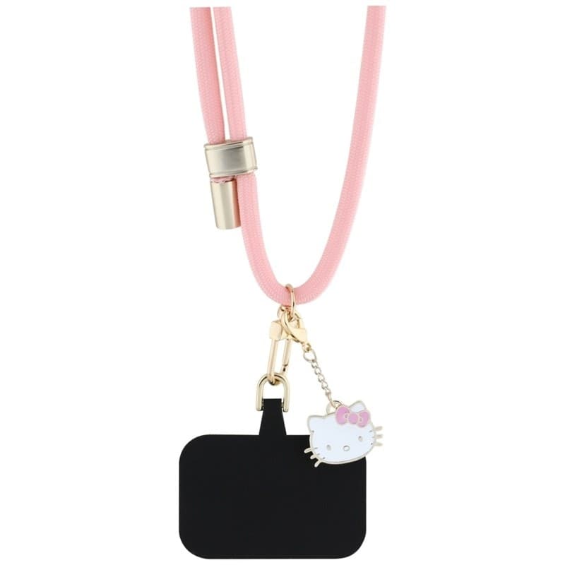 Hello Kitty Patch & Kitty Head Charm - Universal Phone Strap / Lanyard (Pink) - 3