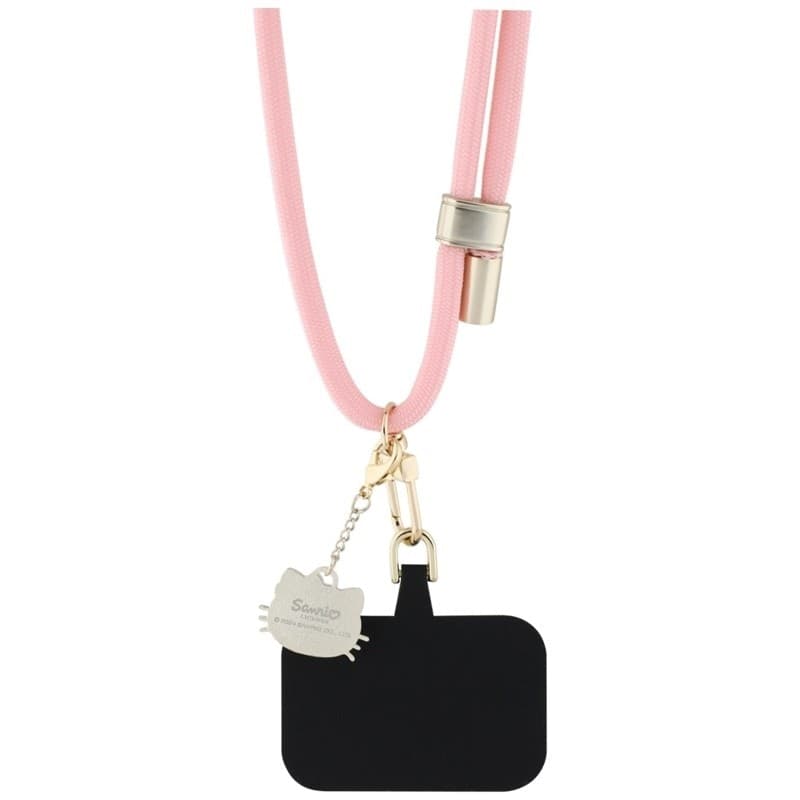 Hello Kitty Patch & Kitty Head Charm - Universal Phone Strap / Lanyard (Pink) - 4