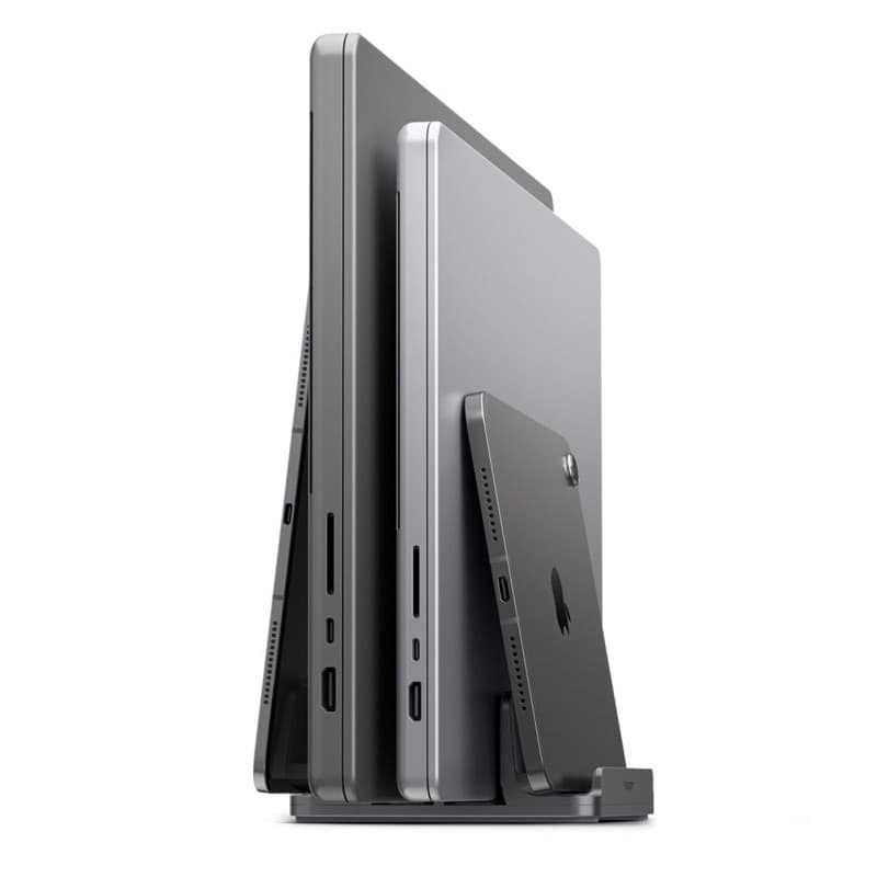 Supporto verticale per laptop Spigen LD208S4 – Organizer/supporto in alluminio per 4 dispositivi (grigio siderale) - 2