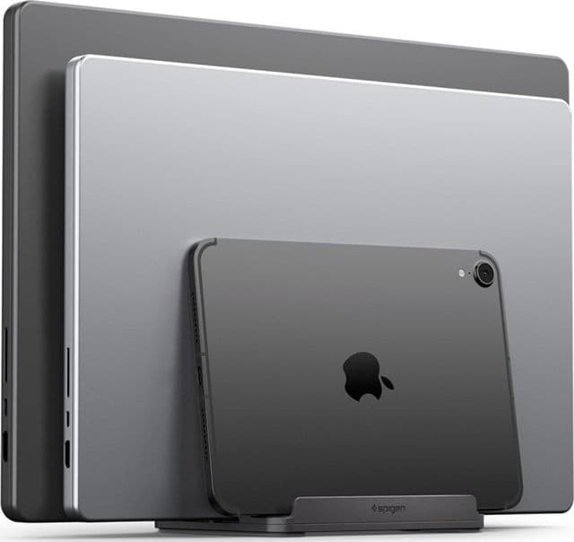 Supporto verticale per laptop Spigen LD208S4 – Organizer/supporto in alluminio per 4 dispositivi (grigio siderale) - 4