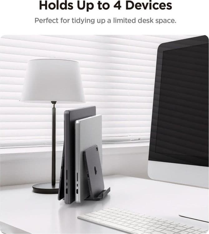 Supporto verticale per laptop Spigen LD208S4 – Organizer/supporto in alluminio per 4 dispositivi (grigio siderale) - 5