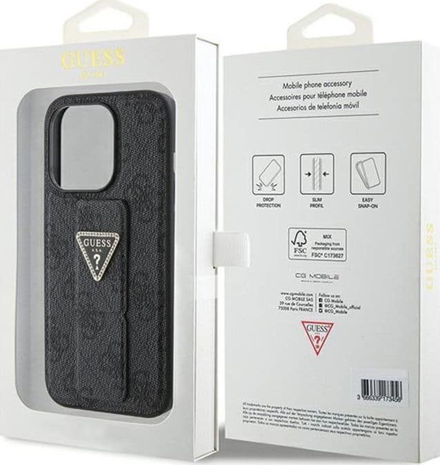 Guess Grip Stand 4G Triangle Strass Logo - iPhone 15 Pro Max Case (black) - 9