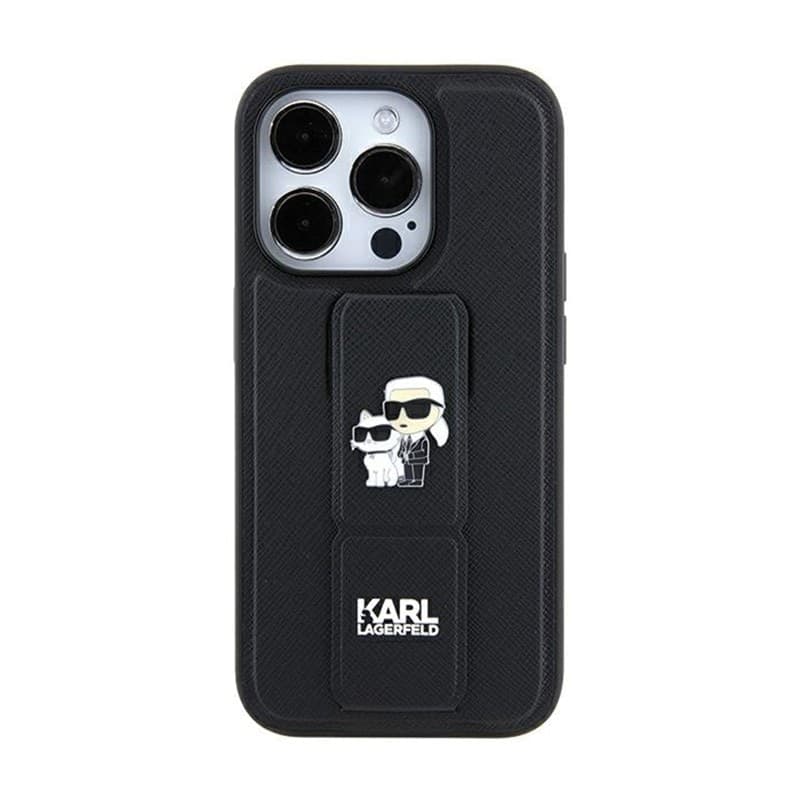 Karl Lagerfeld Gripstand Saffiano Karl & Choupette Pins - iPhone 11 Case (black) - 4