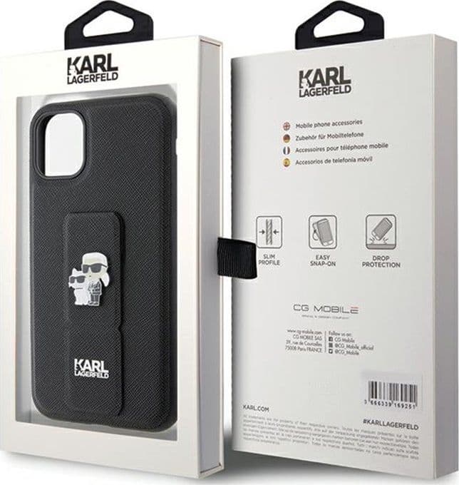 Karl Lagerfeld Gripstand Saffiano Karl & Choupette Pins - iPhone 11 Case (black) - 8