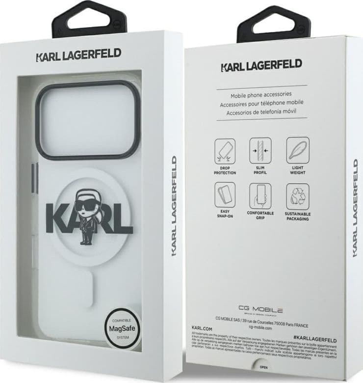 Karl Lagerfeld IML Karl Sketch Logo MagSafe - Custodia per iPhone 17 Pro (trasparente) - 8